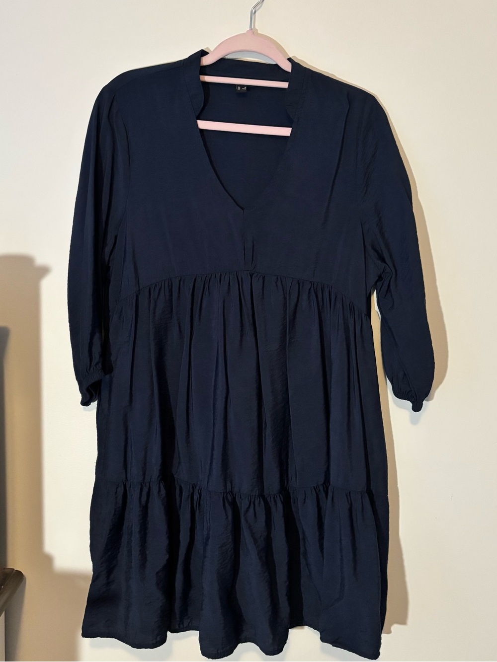 Navy V-Neck Tiered Tunic Dress